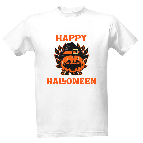 Tričko s potiskem Dýně s kloboukem - Happy Halloween