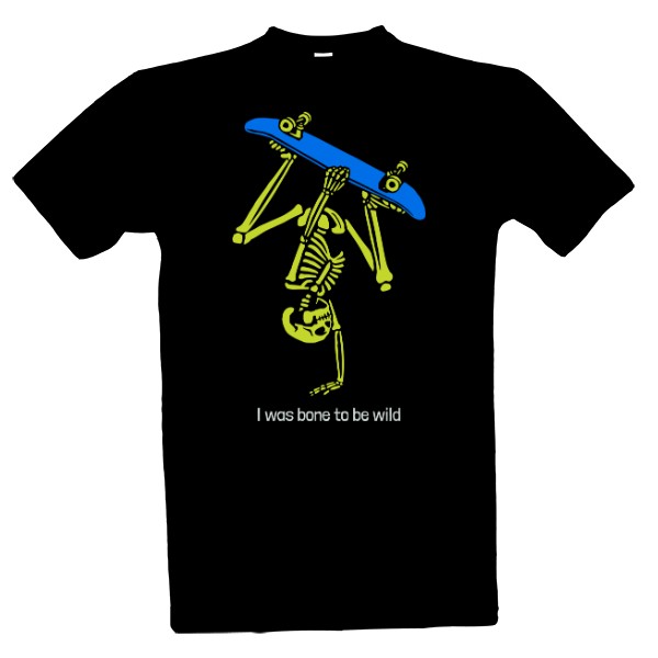 Tričko s potiskem Kostra na skateboardu