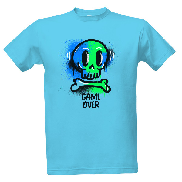 Tričko s potiskem Lebka - Game over