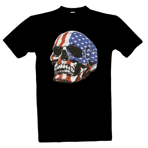 Tričko s potiskem Lebka s americkou vlajkou
