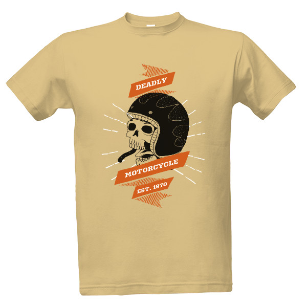 Tričko s potiskem Lebka s motorkářskou helmou 2