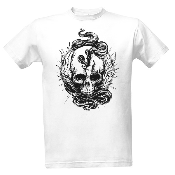 Tričko s potiskem Lebka s vlasy