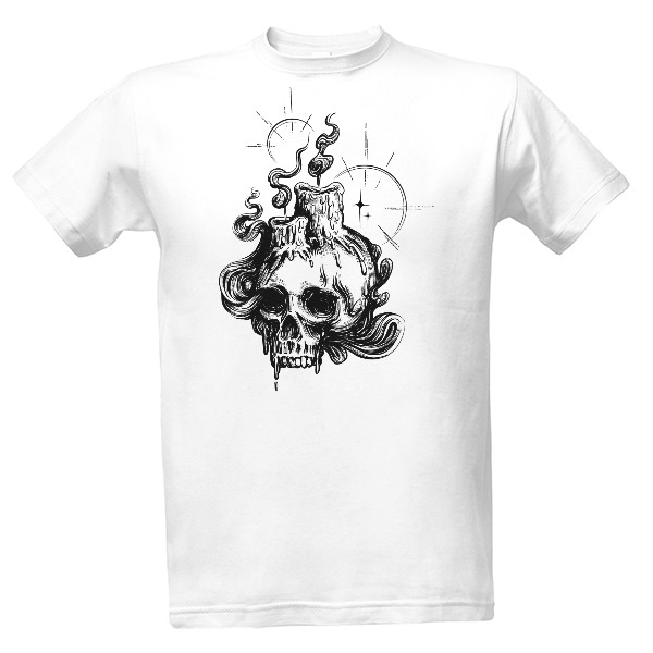 Tričko s potiskem Lebka se svíčkami